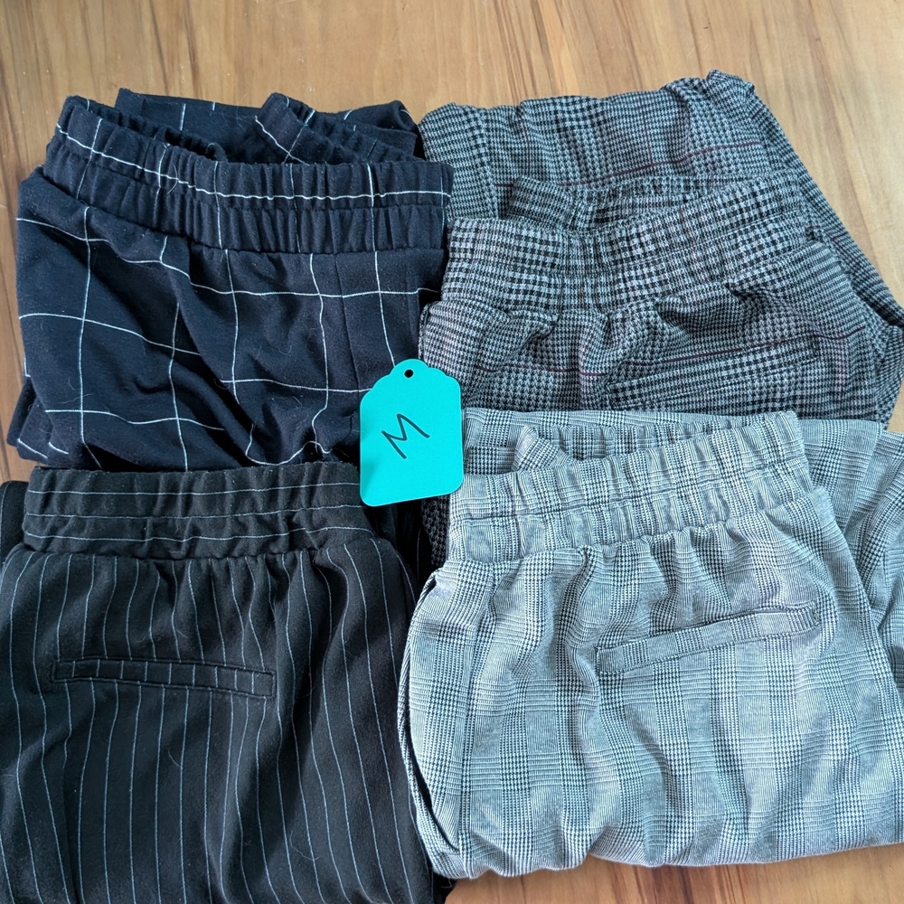 a new day Black Track Pants with Elastic Waistband and Tapered Legs